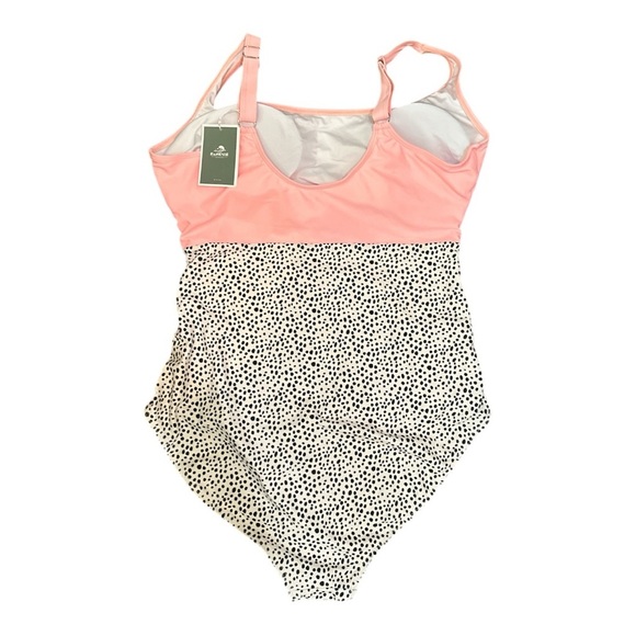 Eomenie One Piece Swimsuit XL Light Pink Print – Tummy Control Cutout - Picture 6 of 9